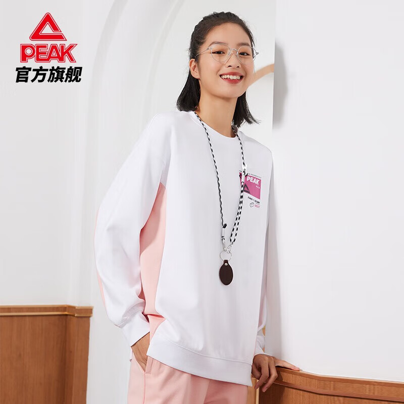 匹克(peak)圆领卫衣女2022夏季新款潮流圆领套头衫长袖休闲服运动服
