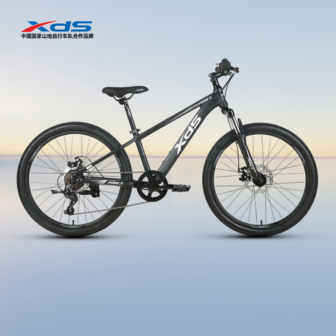 喜德盛(xds)山地自行车小王子变速车7速青少年学生成人通勤运动骑行单车公路 黑银色 轮径24吋
