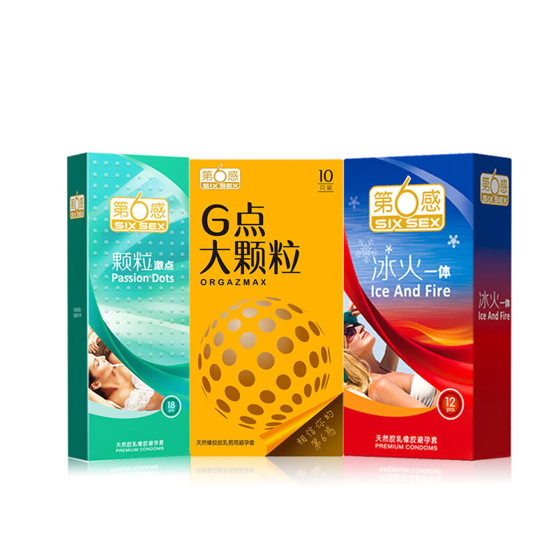 第六感避孕套颗粒情趣安全套组合大颗粒 成人计生情趣用品 颗粒激点18只+冰火一体12只+G点大颗粒10只
