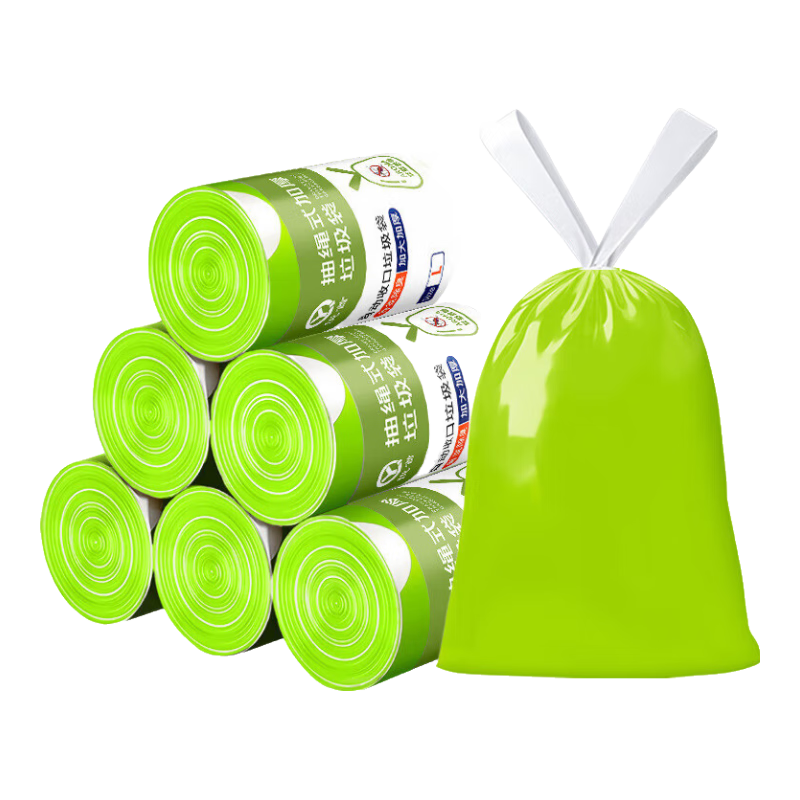 情姝厨房卫生间专用除异味除臭加厚款自动收口抽绳款垃圾袋 艾草香型【100只装】