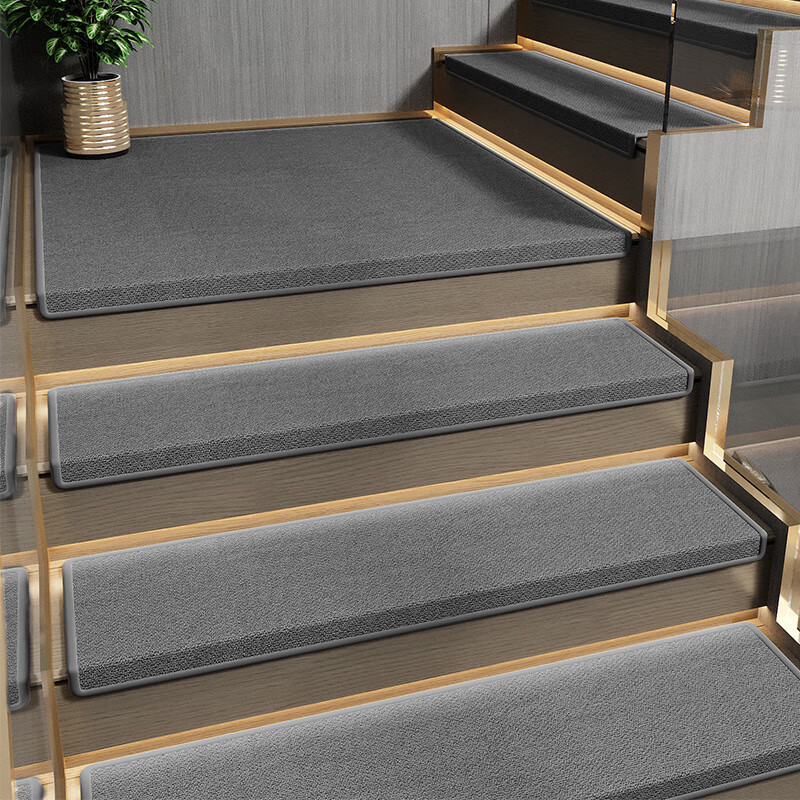 七七家現代樓梯墊免膠自粘樓梯防滑墊家用樓梯臺階地毯階梯式樓梯踏步墊 樓梯墊-深灰 26cm*75cm (無(wú)折邊)