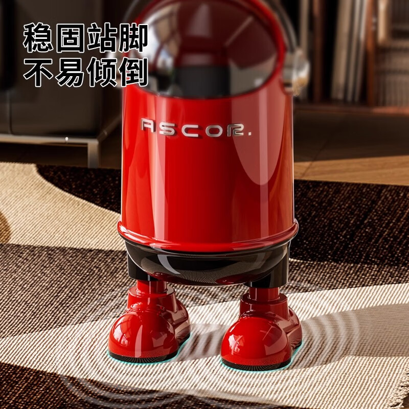 艾仕可太空人客厅垃圾桶家用网红2026新款大号带盖厨房卧室高级轻奢厕所 电镀款-奶油白-小号 揭盖式 13L