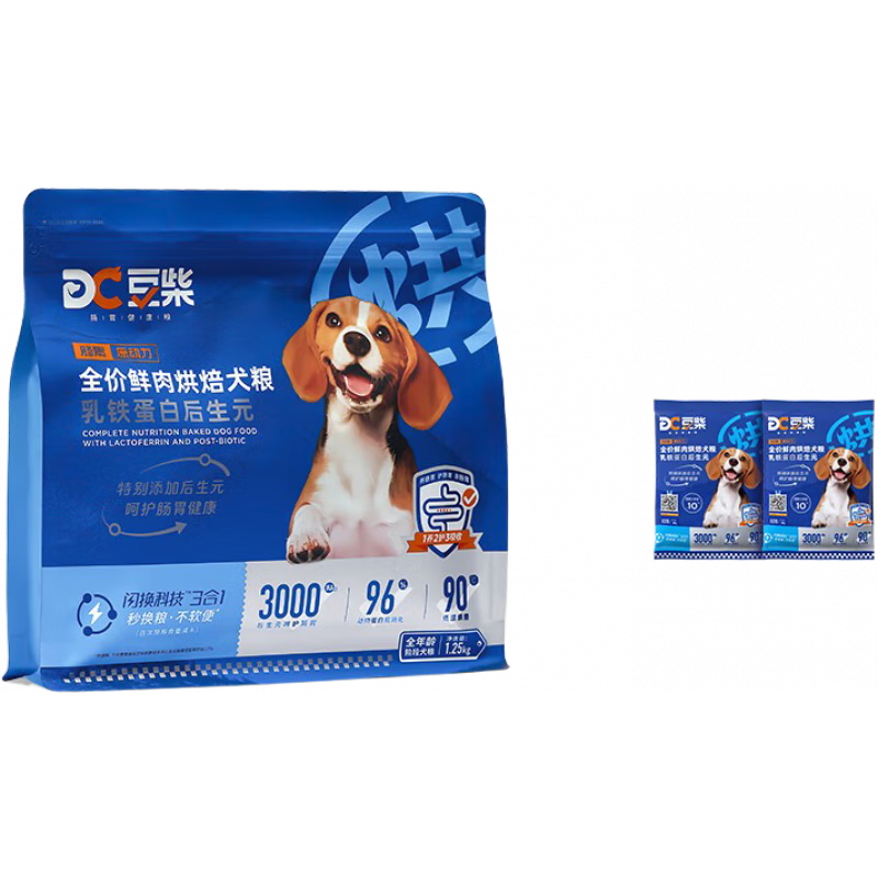 豆柴（docile）烘焙狗糧真鮮肉雞肉乳鐵蛋白后生元小中大型幼犬試吃腸道健康七夕 鴨肉藍莓 1.25kg