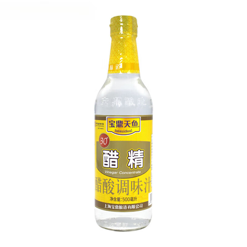 寶鼎天魚上海30度醋精500ml高濃度食用白醋泡腳除水垢清潔去異味 30度醋精500ml/1瓶