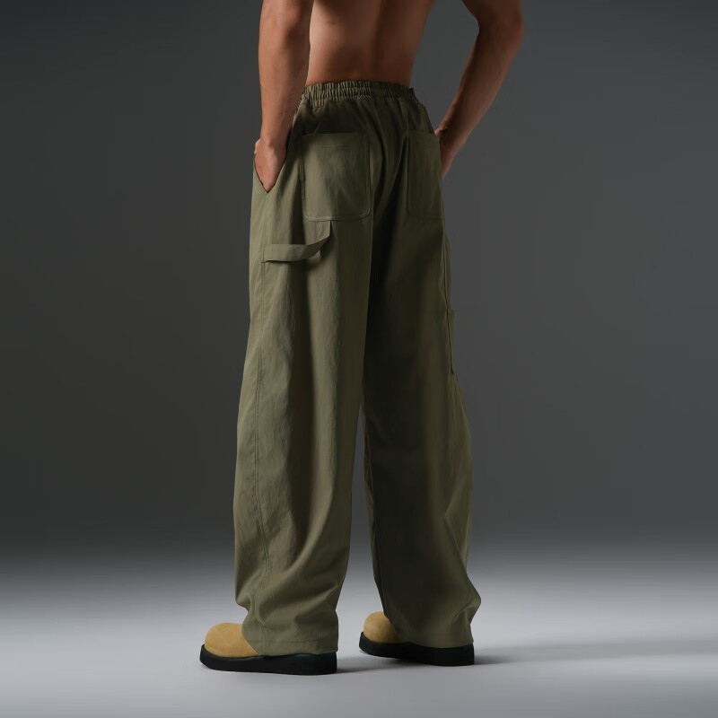 BD.POWER UP+美式工装风弯刀裤男款大码伐木裤简约复古运动长裤男 棕色 3XL  110-120kg