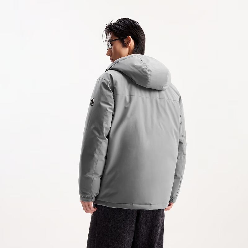 杰克·琼斯(JACK&JONES)男装25年秋冬季连帽羽绒服男士短款防水鸭绒服外套工装户外风 烟熏珍珠E00 S (170)