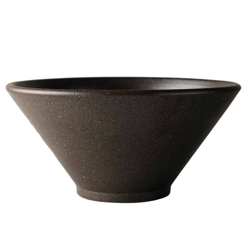九土手工日式粗陶復古大斗笠碗專(zhuān)用大號陶瓷面碗湯碗定制商用餐具 淺霜大碗【特大號】約13.5英寸