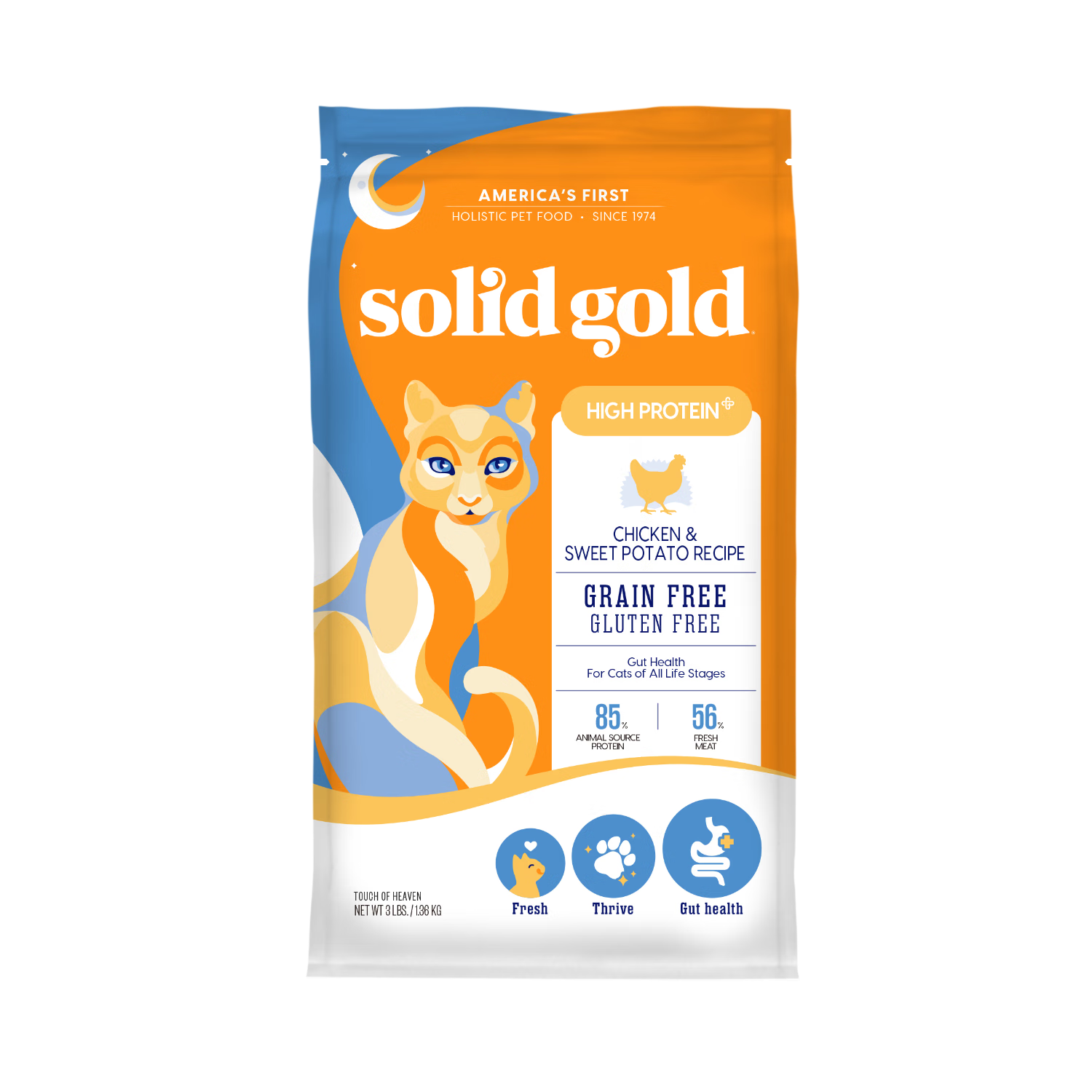 素力高(SolidGold)进口鲜肉高蛋白鸡肉益生菌肠道全价幼猫成猫粮3磅/1.36kg