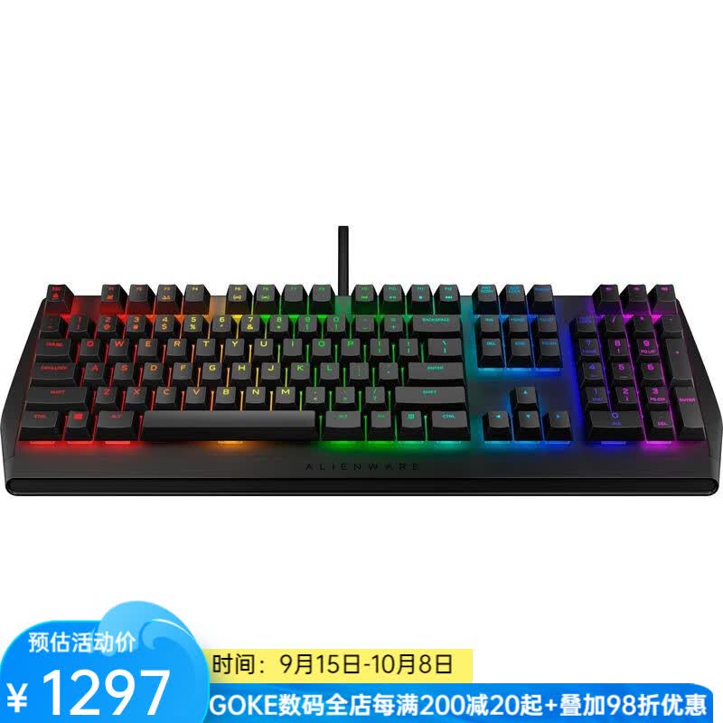 外星人（Alienware）AW410K 有线机械键盘 电竞游戏键盘 AlienFX RGB照明 宏键