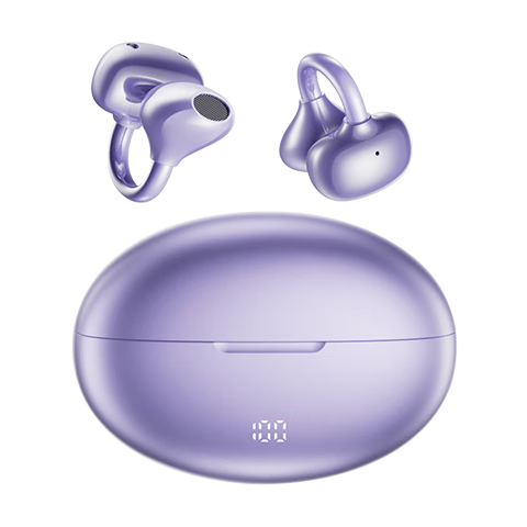 纽曼（Newmine）【2026顶配丨720°全景云感环绕音】蓝牙耳机耳夹式骨传导真无线不入耳运动跑步通话降噪超长续航 【720°空间环绕立体音丨无感佩戴丨超长续航】紫色