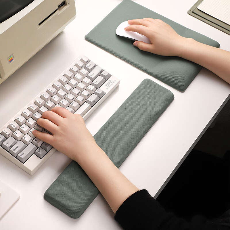 千飒D10 条纹硅胶护腕鼠标垫记忆棉键盘手托腕托滑鼠垫柔软舒适办公简约 【D10TGN】键盘手托-墨绿