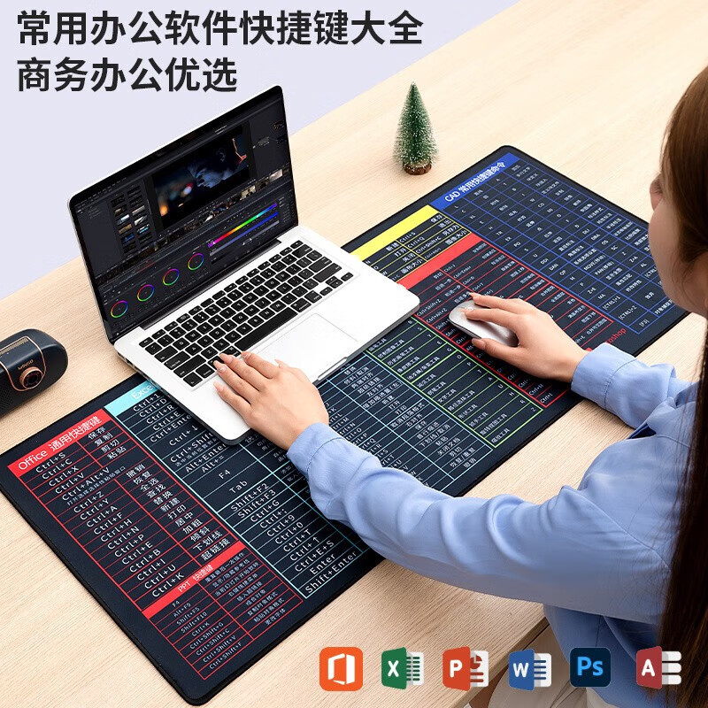 雷真【甄选好物】鼠标垫超大号CAD办公PS快捷键CDR大全PR电脑游戏网吧 CAD快捷键专业版 600*1200*3mm