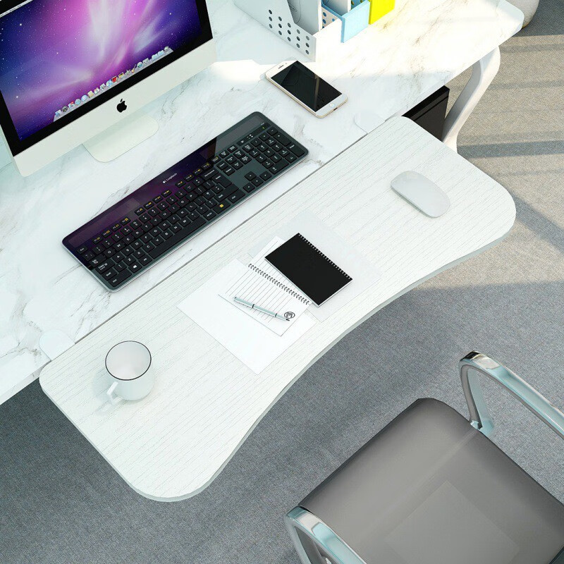 元良键盘托架免打孔 桌面延长板延伸加长加宽板键盘支架电脑桌子折叠板侧面托架 胡桃65*25CM 米弧款