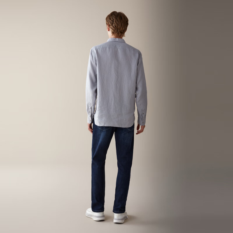 汉麻世家（HANP）长袖衬衫男士100%亚麻面料男士休闲长袖衬衫舒适透气商场同款 中灰 M