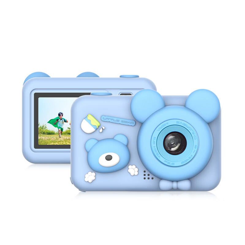 巧智高清双摄儿童卡通照相机学生党校园mini相机旅游便携高清相机 棕色 标配【含32G内存卡】