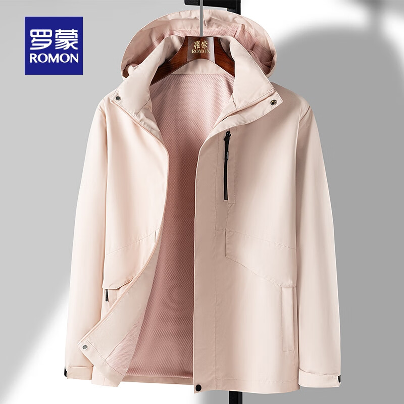 罗蒙户外冲锋夹克衣服男女同款秋季新款可拆卸帽登山情侣外套 7J205118黑色 L 【建议140-160斤】