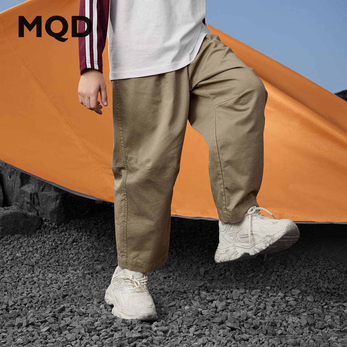 马骑顿(MQD)男童25秋新款户外工装裤露营登山束脚裤简约亲肤休闲裤 卡其 160