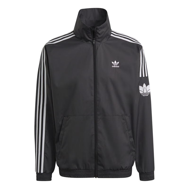 adidas休閑簡(jiǎn)約三條紋梭織立領(lǐng)夾克外套男裝秋季阿迪達斯三葉草 黑色 (偏小，推薦買(mǎi)大1碼)   2XL  