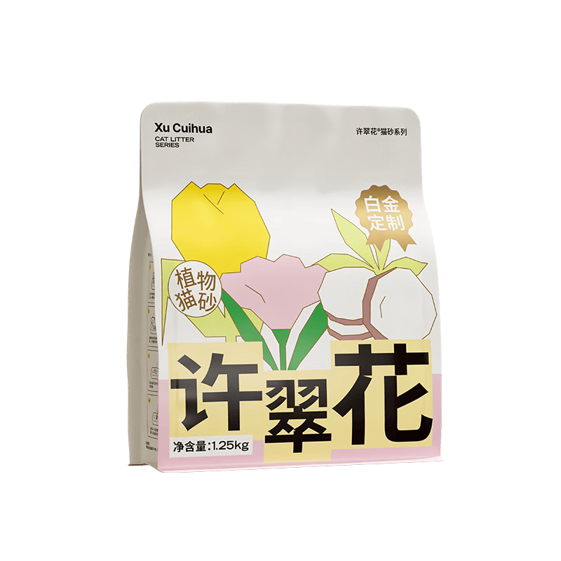 许翠花白金纯植物木薯猫砂1.25kg*16包 不粘底易吸水易结团