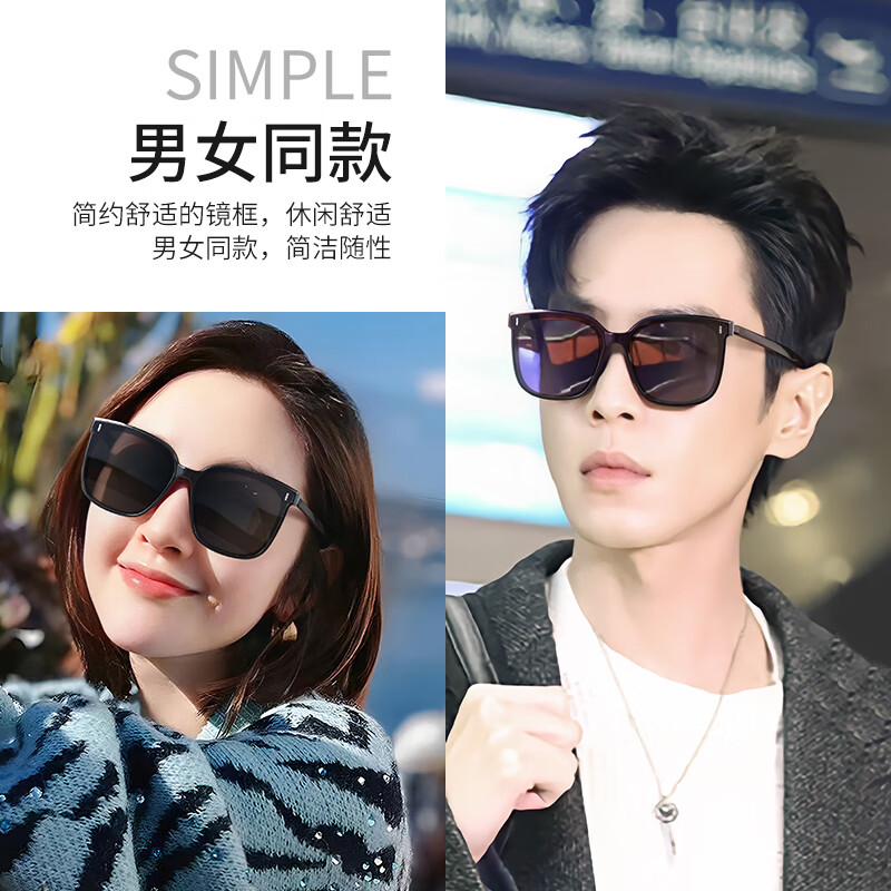 colore.in偏光墨镜男女款太阳镜防晒紫外线高级感户外高清护眼驾驶开车眼镜 黑框-经典黑灰片