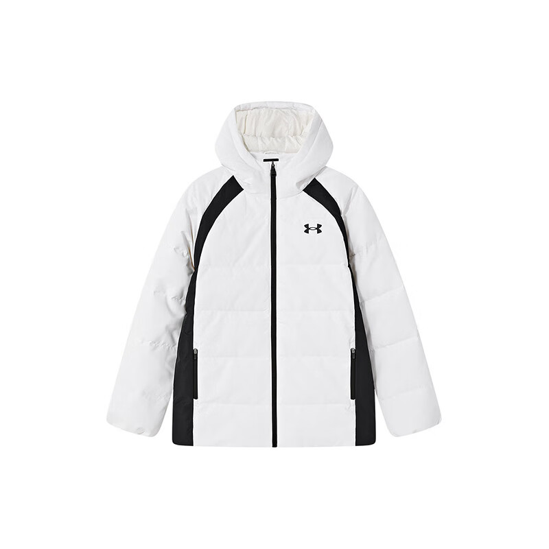 UNDER ARMOUR安德玛童装25冬新款儿童羽绒服休闲短款运动男童鸭绒面包服外套 白色 130