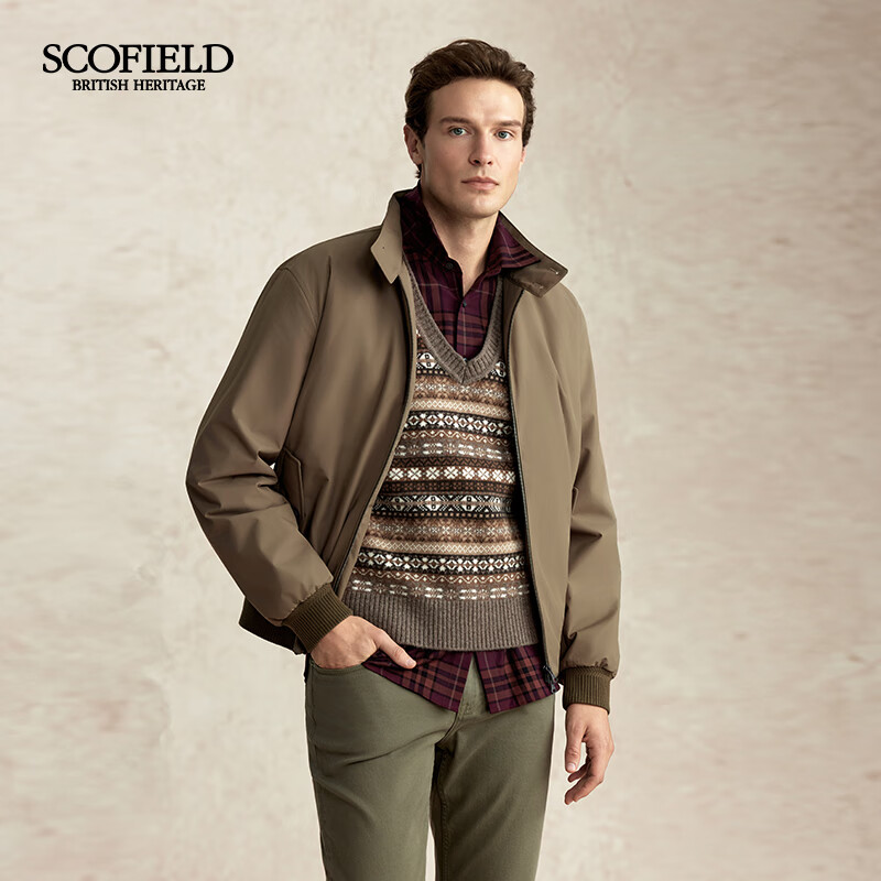 Scofield男装25年秋冬新品通勤哈灵顿夹克版型短款立领保暖棉服 深米色 L (175)