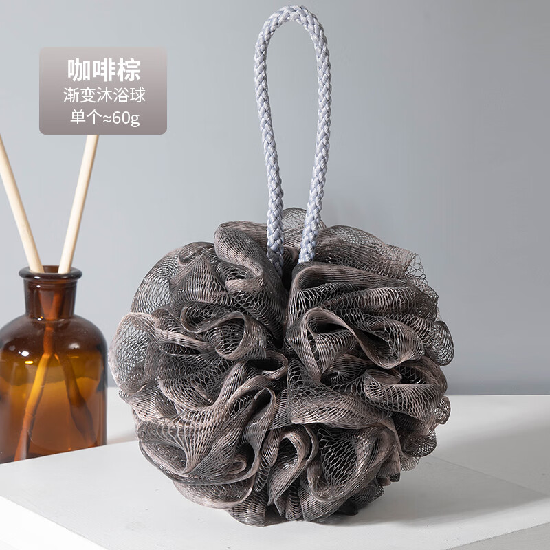 夕纪沐浴球男用大号高档不散沐浴花男搓澡超柔软不伤肤洗澡起泡泡神器 咖啡棕（耐用加大60g） 无规格