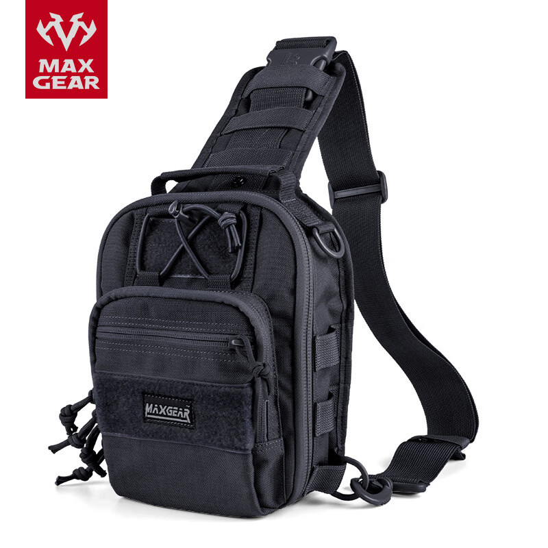 MAXGEAR印魚(yú)戶(hù)外戰術(shù)胸包男多功能軍迷斜肩包運動(dòng)斜挎包單肩背包 黑色 20升以下