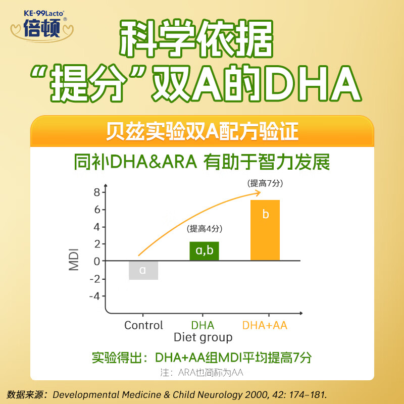 倍顿DHA+ARA80%高纯度藻油含150mgDHA+150mgARA/粒双A黄金配比好成长 超值囤货 60粒*5盒