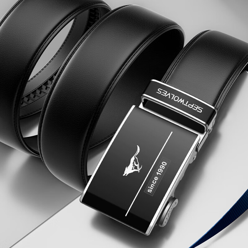 七匹狼男士皮带自动扣真牛皮休闲腰带生日七夕情人节礼物送男友老公爸爸 经典款 110cm 可备注120cm