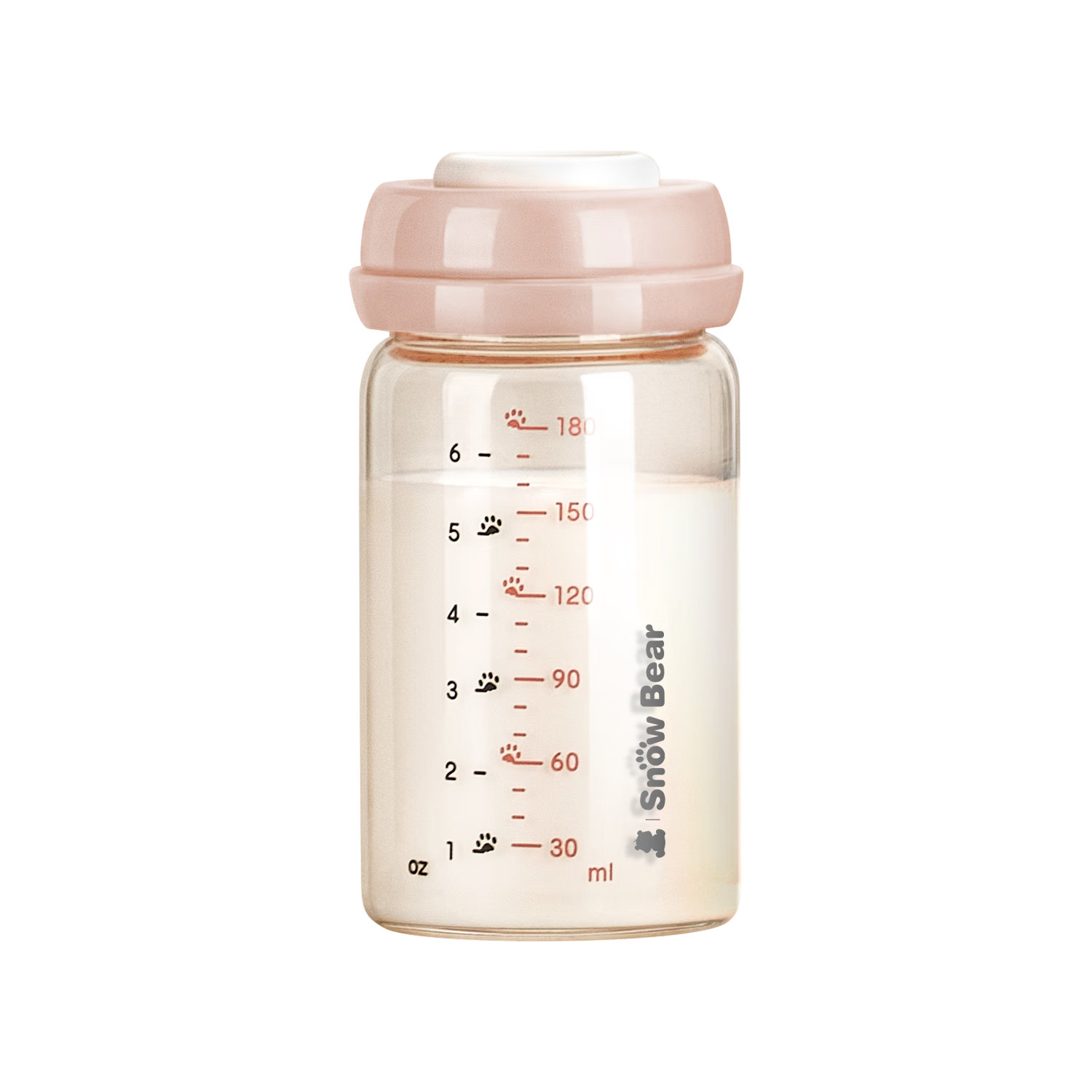 小白熊SnowBear玻璃储奶瓶 新生儿婴儿宝宝奶瓶母乳保鲜存奶瓶2个装180ML8885