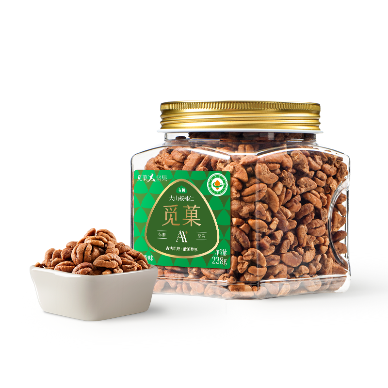 覓菓（miguo）臨安有機山核桃仁免剝小核桃烘焙堅果炒貨高端休閑零食238g/罐