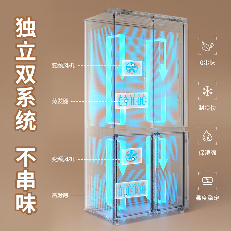 美的(Midea)M60系列541十字四开门双开门双系统纯平全嵌pst+一级能效净味除菌底部散热风冷无霜家用智能大冰箱 【双系统pst+】541WUSPZE海贝黛