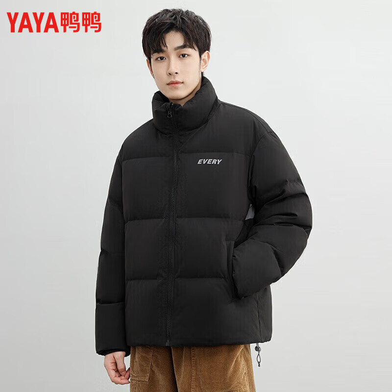 鸭鸭（YAYA）【王一博同款】情侣羽绒服冬季短款美拉德时尚百搭保暖显瘦面包服 基础黑色 L
