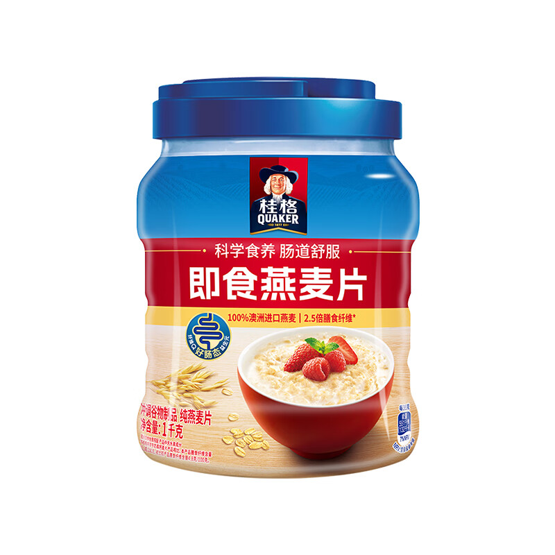 桂格（QUAKER）即食燕麦片1000g*1罐装桶装经典原味燕麦营养谷物早餐代餐 1000g*1罐 罐装