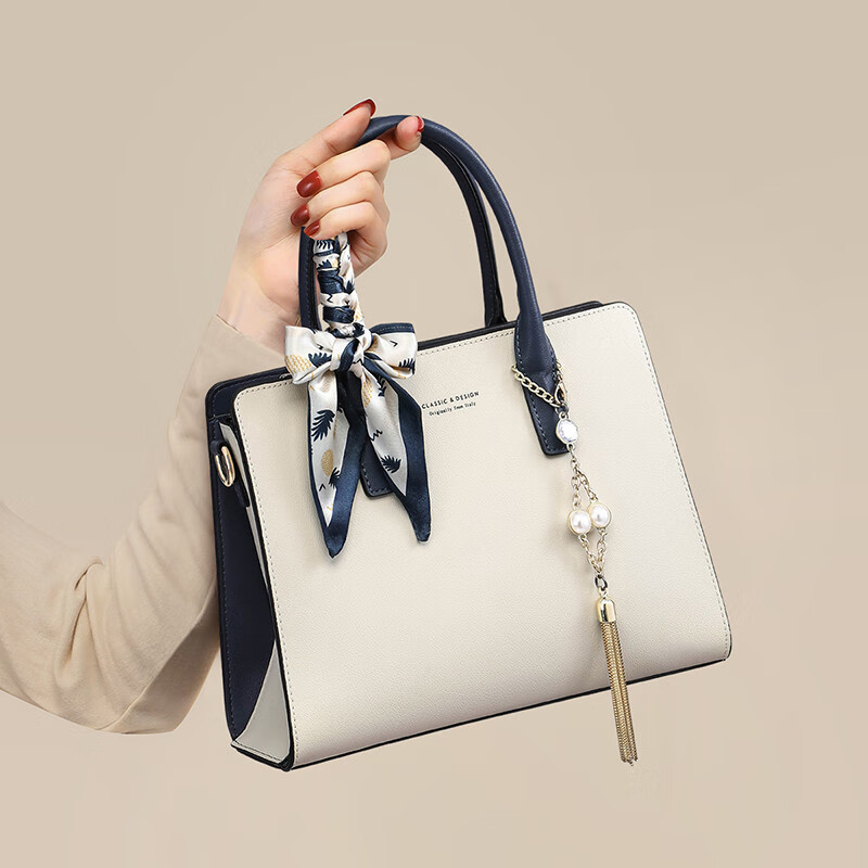 纪诗哲(GIEVSZHE)轻奢侈包包女包2025年新款女士手提包送老婆女友生日礼物 米白色 品牌礼盒