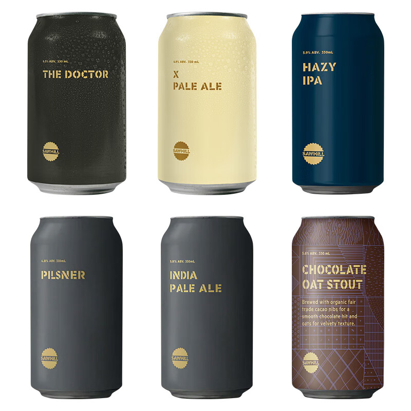 锯厂新西兰进口精酿啤酒 浑浊IPA皮尔森口粮啤酒 6口味 330mL 6罐 组合装