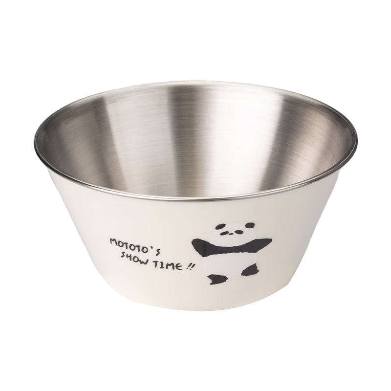 摩登主婦mototo熊貓304不銹鋼兒童米飯碗餐具寶寶輔食吃飯專用碗 5.5英寸飯碗(招手熊貓)