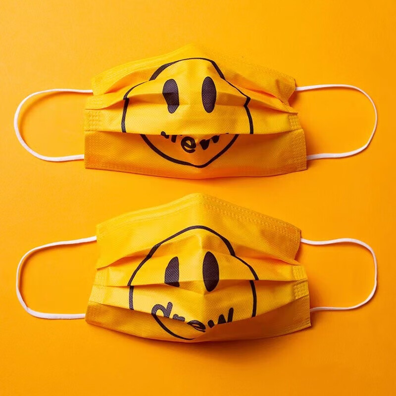 abay笑脸口罩明星同款成人黑色白色一次性三层防护个性创意独立包装