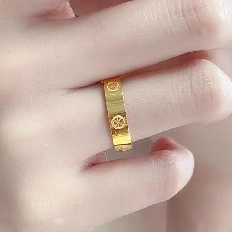 百年老店精选金包银爆款米字钻纹戒指情侣对戒轻奢闭口款节日送礼 22号 加宽加厚精致款