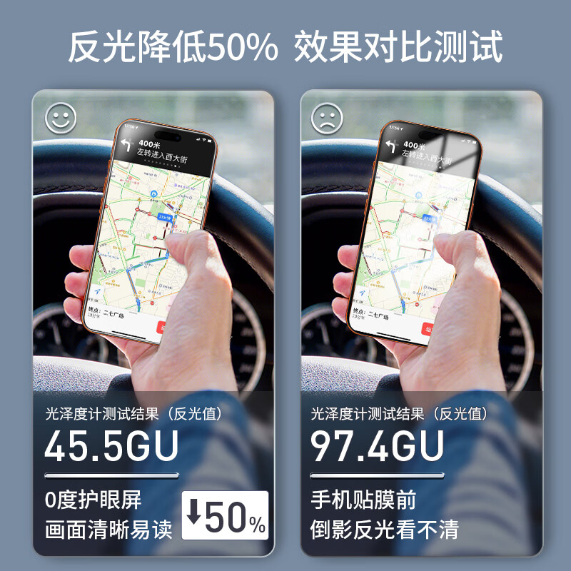 0度 适用苹果iPhone17ProMax钢化膜iPhone Air高清护眼防蓝光防射线防窥手机膜康宁玻璃抗指纹贴膜 康宁防眩防窥护眼版-八项防护 iPhone 17ProMax