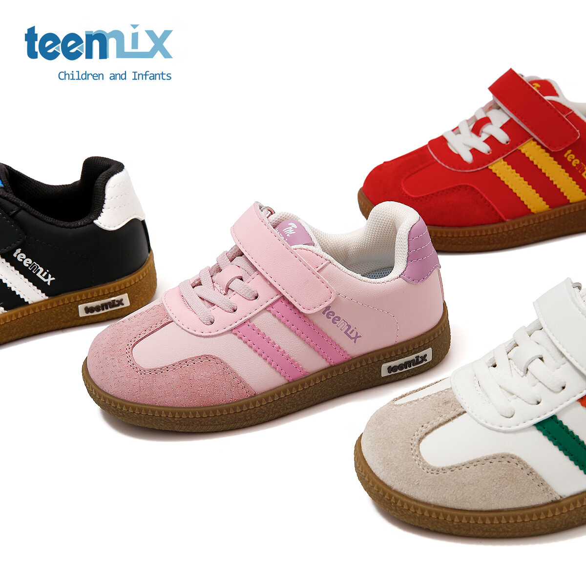 天美意童鞋女童板鞋2025春秋季新款男童运动鞋德训鞋低帮跑步鞋 梦幻粉 33