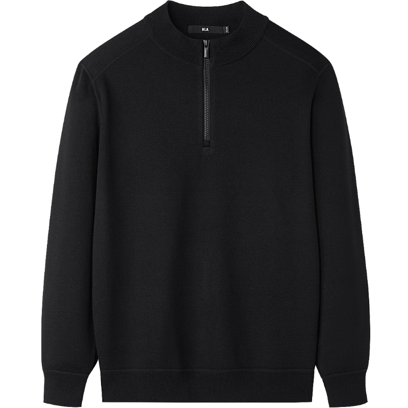 HLA海澜之家保暖针织衫男加绒立领半开襟毛衣男冬新年