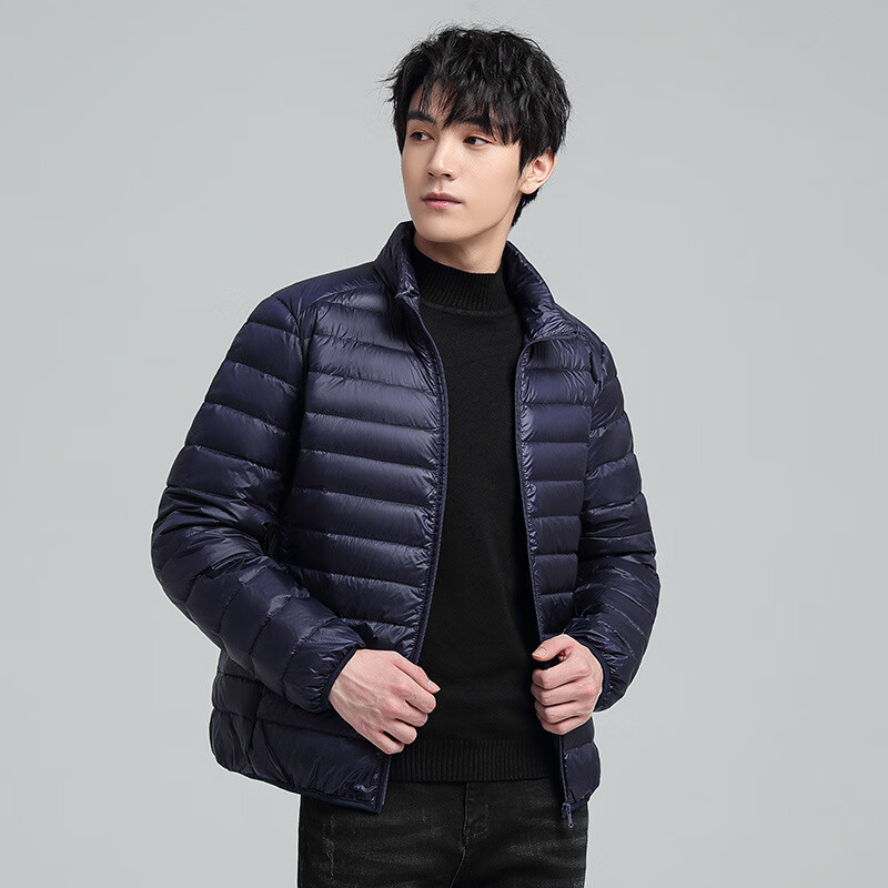 罗蒙(ROMON)轻薄短款羽绒棉服男士2025新款秋冬外套户外休闲立领连帽棉衣 立领黑色 3XL (170-185)