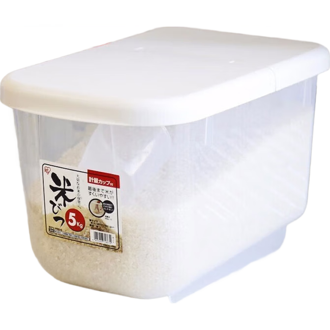 愛麗思(IRIS)米桶面粉箱存米桶裝米罐儲米箱米盒子防塵儲米箱10斤米面收納箱絲 【橫款】翻蓋式5KG 帶量杯