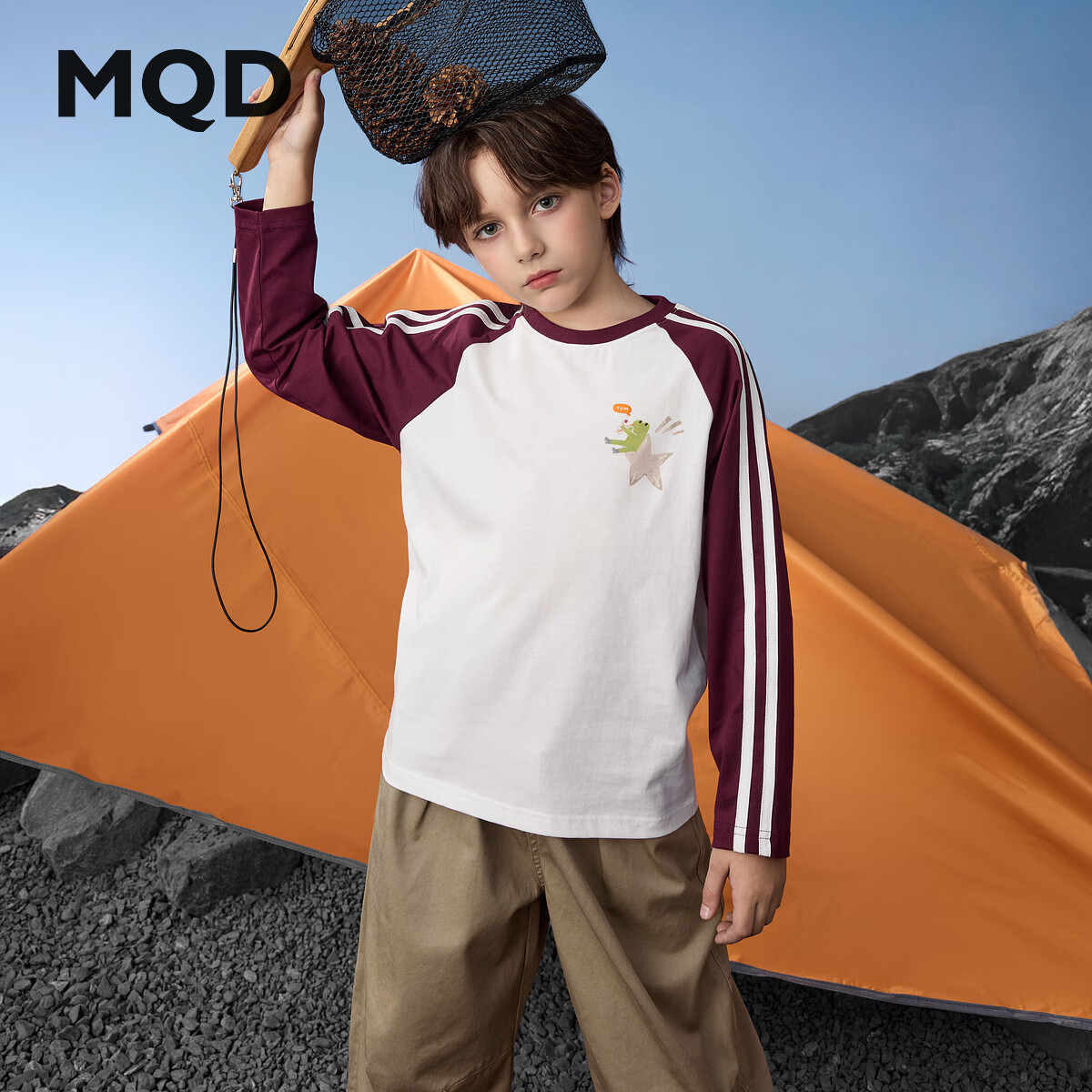 Plus领200-25补贴卷 MQD 童装合集 59元 男童学院风撞色插肩长袖T恤 - 线报酷