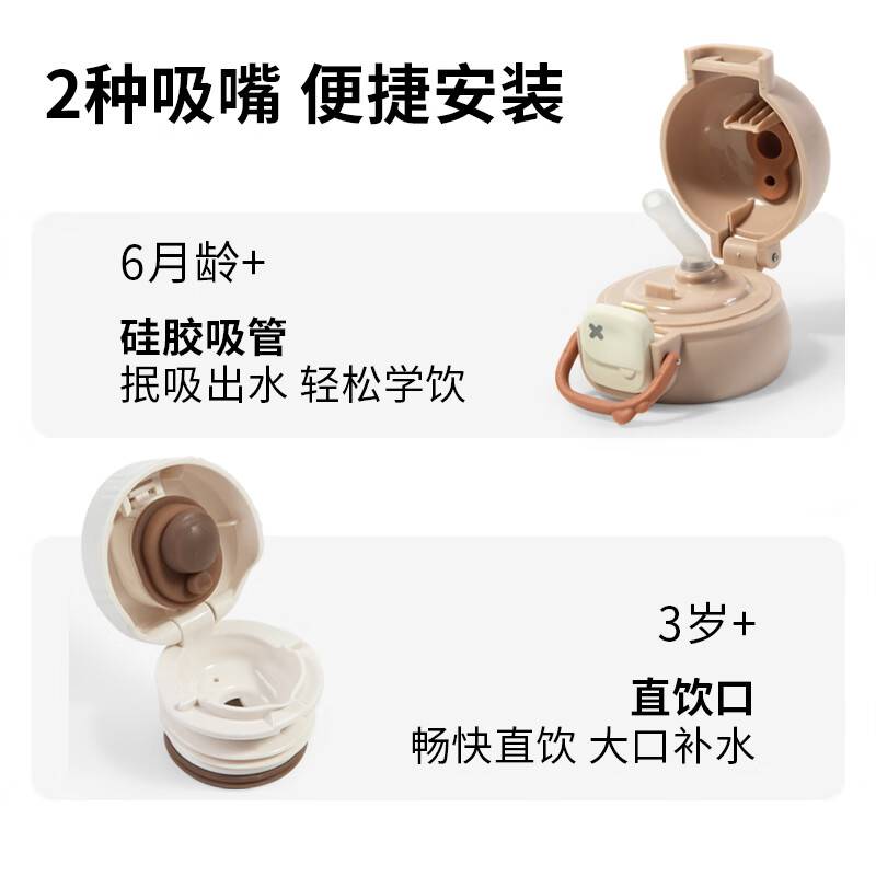 日康（rikang）保温杯 儿童水杯316不锈钢学生杯幼儿园上学专用水杯 【一杯双盖+杯套】B4026蓝色 550ml