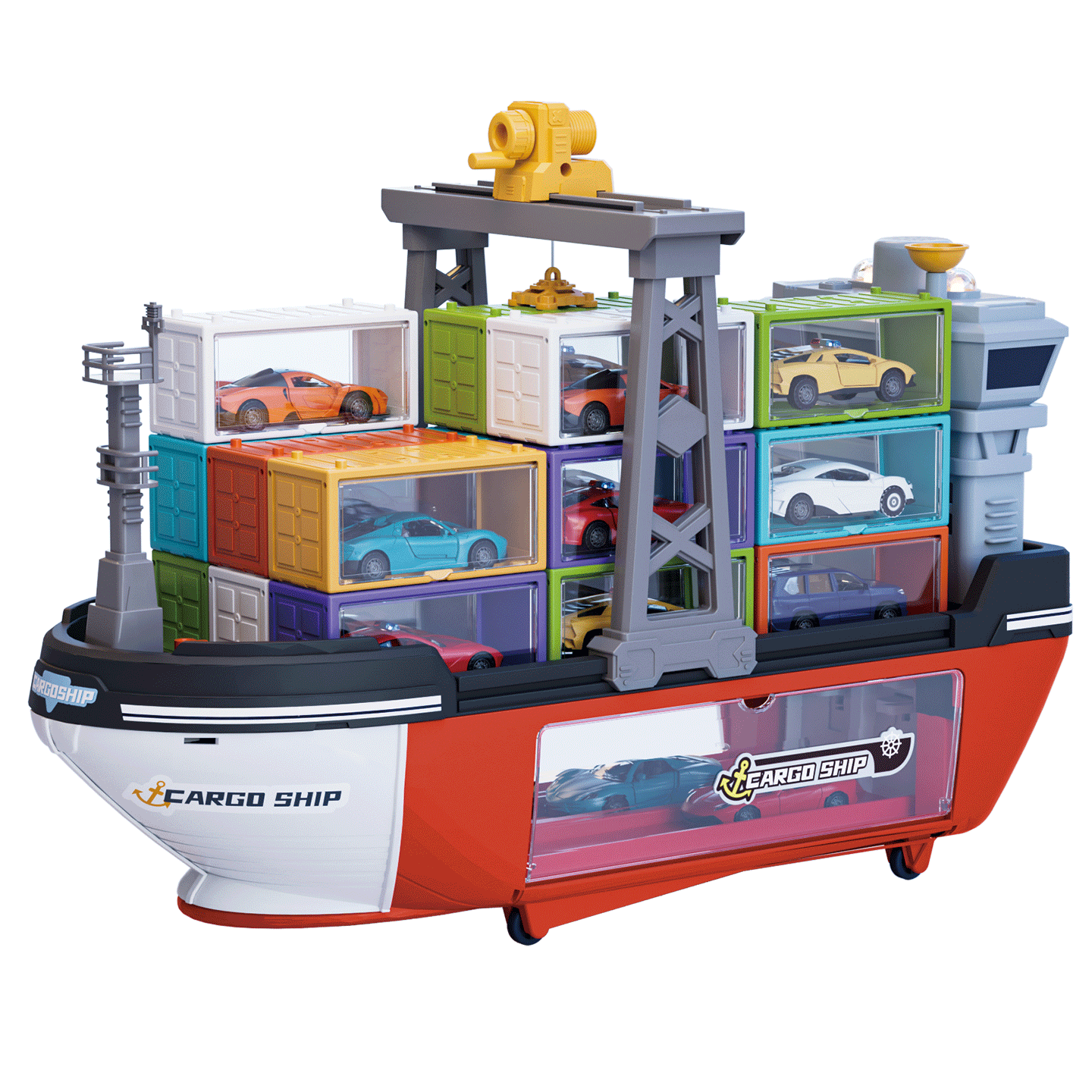 欣格儿童轮船玩具模型集装箱小汽车套装益智玩具男孩生日礼物