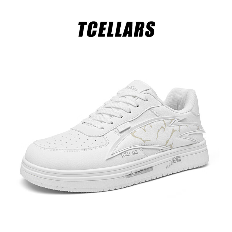Tcellars男鞋秋季2025新款低帮厚底板鞋男士透气舒适运动休闲鞋子男款潮鞋 象牙白 43