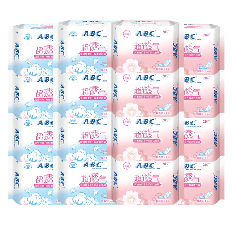 abc 护垫卫生巾女卫生护垫棉柔透气163mm 有香味 100片